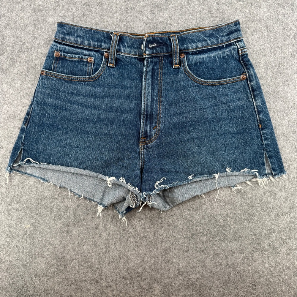 Abercrombie & Fitch Shorts Womens 4 The Mom Short High Rise Blue Curve Love EUC